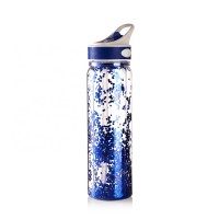 Double wall custom logo printed 16.9 oz 500 ml plastic sport water bottle with glitter